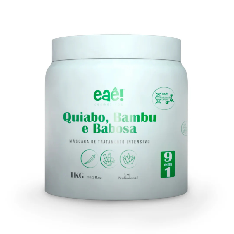 Eaê! Máscara Quiabo, Bambu & Babosa – Hidratação, Força e Brilho