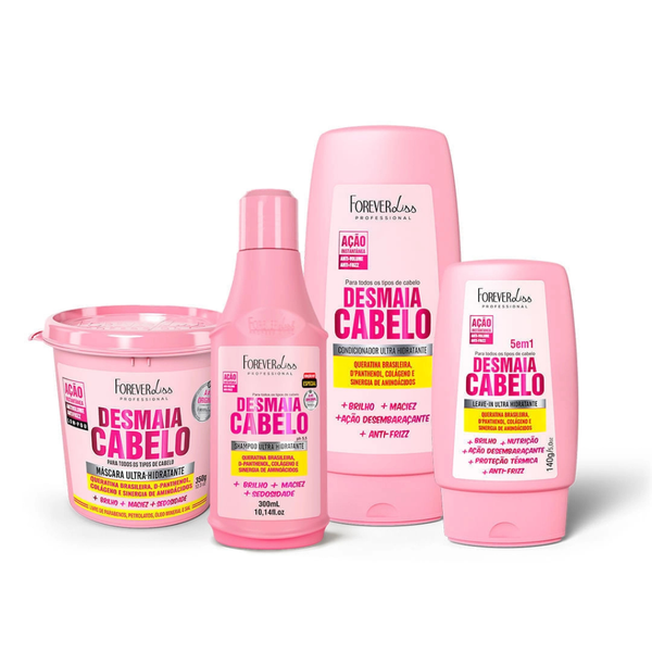 Forever Liss - Kit Desmaia Cabelo Completo - Hidratação Profunda e Efeito Liso Anti-Frizz