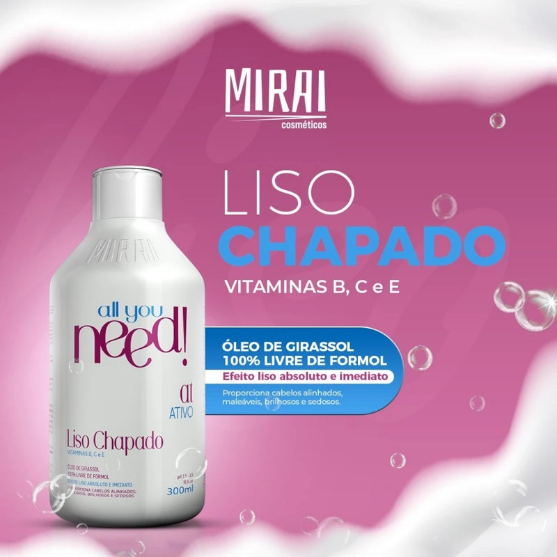 Mirai Cosméticos – Liso Chapado Progressiva Orgânica – Alinhamento, Brilho e Controle do Frizz