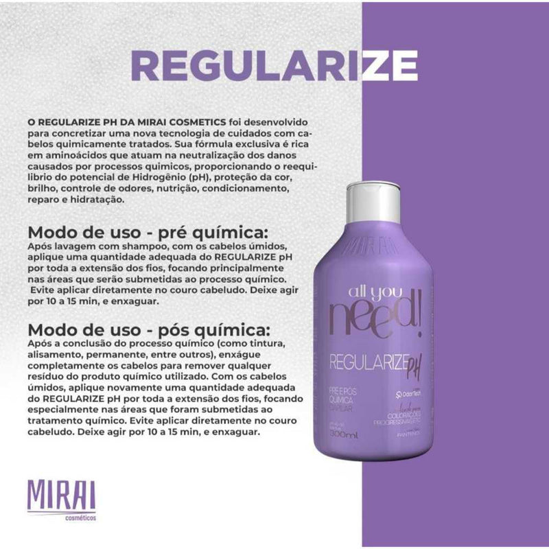 Mirai Cosméticos – Regularize pH Máscara Tratamento Pré e Pós Química (200ml)