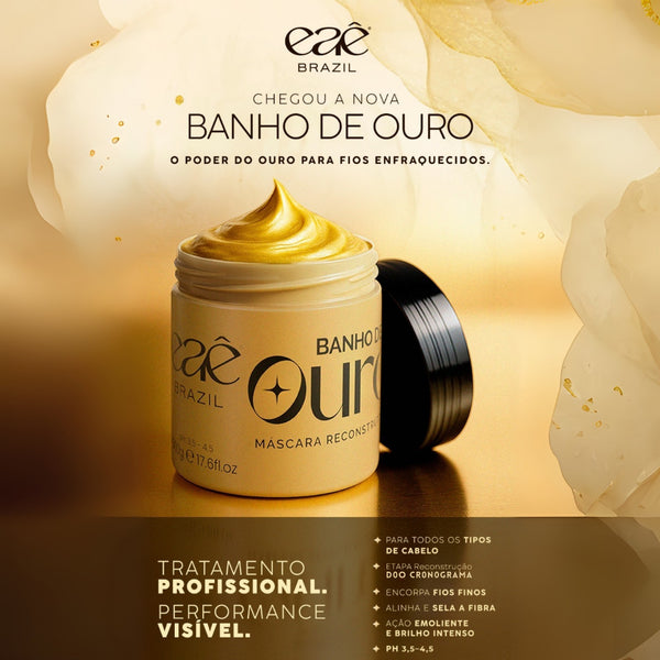 Eaê! Máscara Banho de Ouro – Brilho Radiante, Reconstrução e Maciez