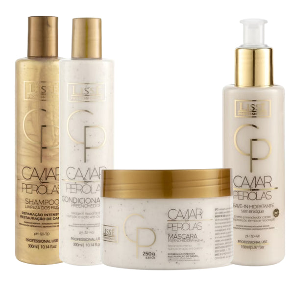 Lissé - Kit Caviar e Pérolas Completo Hidratação Premium Brilho Intenso e Anti-Frizz