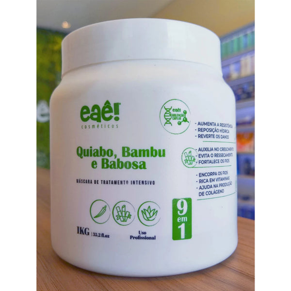 Eaê! Máscara Quiabo, Bambu & Babosa – Hidratação, Força e Brilho