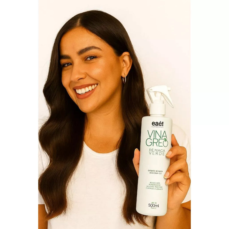 Eaê! Vinagre de Maçã Verde – Equilíbrio do pH, Brilho e Controle do Frizz