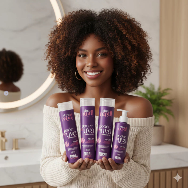 Mirai Cosméticos – Kit Cachos Tratamento Completo – Definição, Hidratação e Brilho