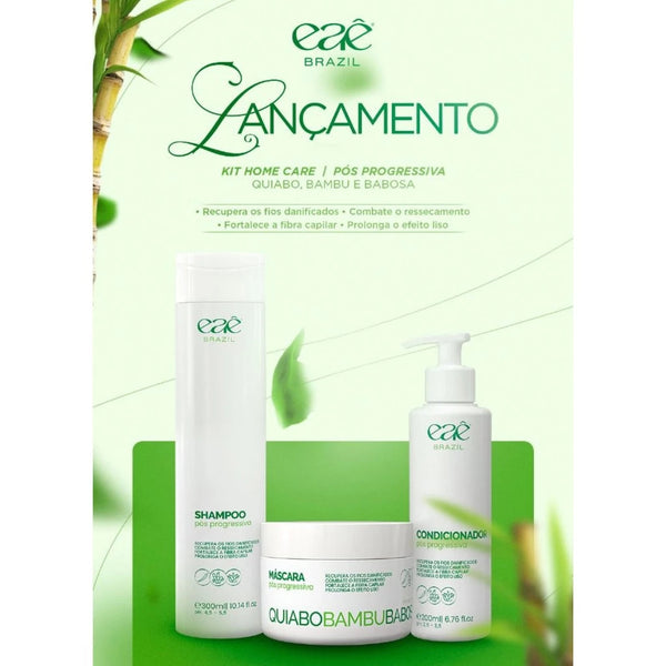 Eaê! Kit Pós Progressiva Quiabo, Bambu & Babosa – Manutenção e Hidratação dos Fios