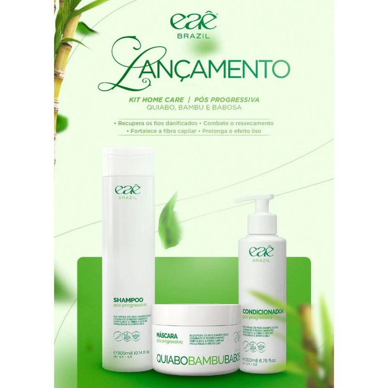 Eaê! Kit Pós Progressiva Quiabo, Bambu & Babosa – Manutenção e Hidratação dos Fios