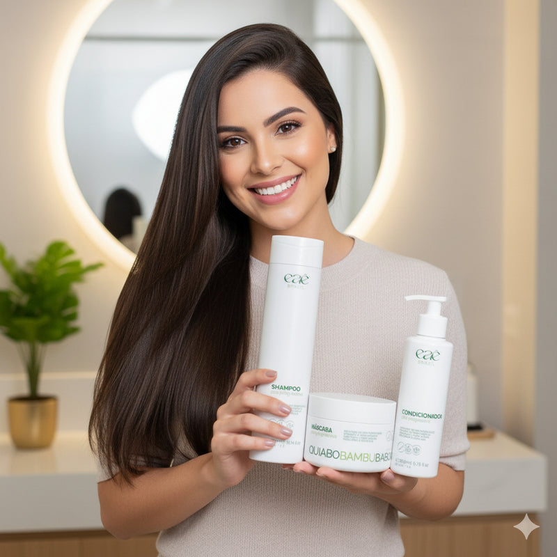 Eaê! Kit Pós Progressiva Quiabo, Bambu & Babosa – Manutenção e Hidratação dos Fios