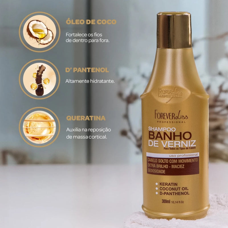 Forever Liss – Shampoo Banho de Verniz – Brilho Intenso e Nutrição Profunda