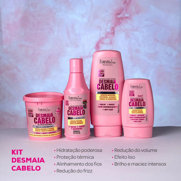 Forever Liss - Kit Desmaia Cabelo Completo - Hidratação Profunda e Efeito Liso Anti-Frizz