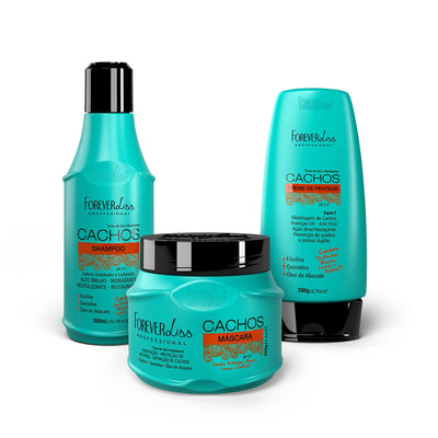 Forever Liss Kit Cachos Shampoo + Máscara + Creme de Pentear Hidratação, Definição e Anti-Frizz