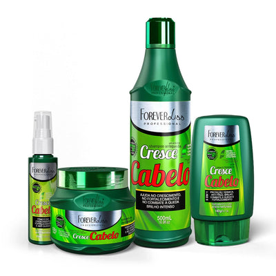 Forever Liss - Kit Cresce Cabelo Completo – Shampoo + Máscara + Leave-in + Tônico Crescimento Acelerado